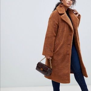 Plus Size Teddy Coat - Sherpa Longline Coat